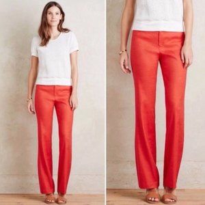 Anthropologie Elevenses Coral Red Trousers Pants